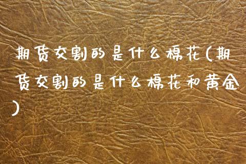 期货交割的是什么棉花(期货交割的是什么棉花和黄金)_https://www.zztgc.com_黄金期货_第1张