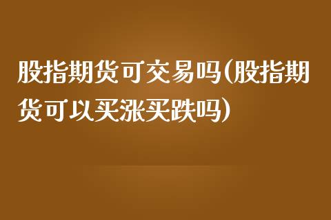 股指期货可交易吗(股指期货可以买涨买跌吗)_https://www.zztgc.com_期货入门_第1张
