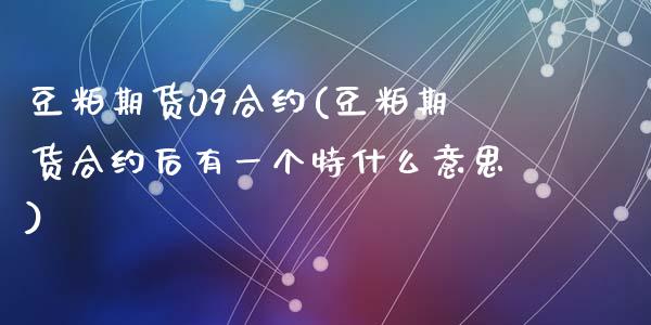 豆粕期货09合约(豆粕期货合约后有一个特什么意思)_https://www.zztgc.com_期货行情_第1张