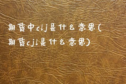 期货中clj是什么意思(期货cjl是什么意思)_https://www.zztgc.com_期货开户_第1张