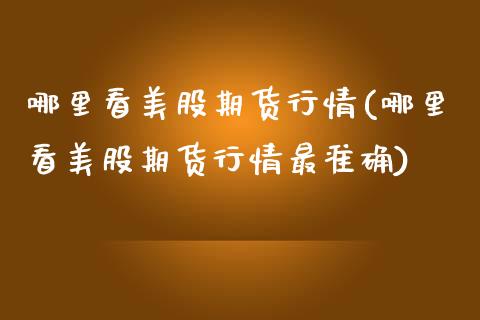 哪里看美股期货行情(哪里看美股期货行情最准确)_https://www.zztgc.com_黄金期货_第1张
