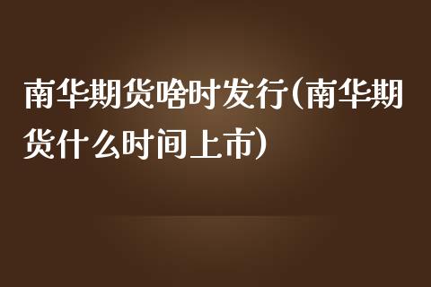 南华期货啥时发行(南华期货什么时间上市)_https://www.zztgc.com_期货直播_第1张