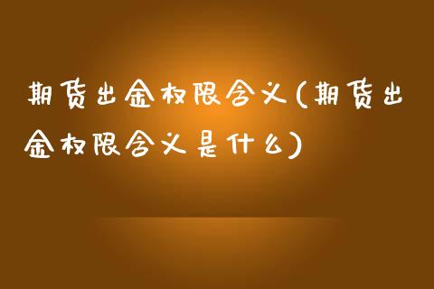 期货出金权限含义(期货出金权限含义是什么)_https://www.zztgc.com_原油期货_第1张