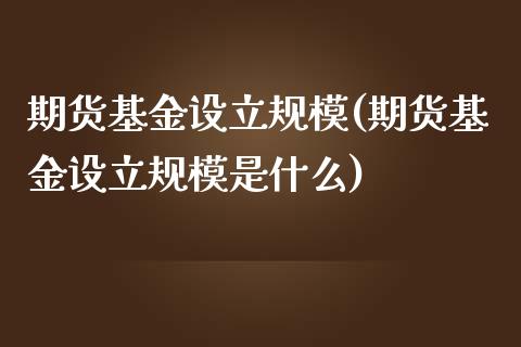 期货基金设立规模(期货基金设立规模是什么)_https://www.zztgc.com_期货行情_第1张