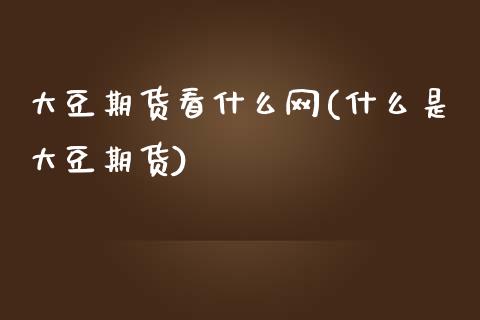 大豆期货看什么网(什么是大豆期货)_https://www.zztgc.com_黄金期货_第1张