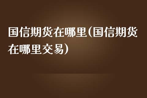 国信期货在哪里(国信期货在哪里交易)_https://www.zztgc.com_原油期货_第1张