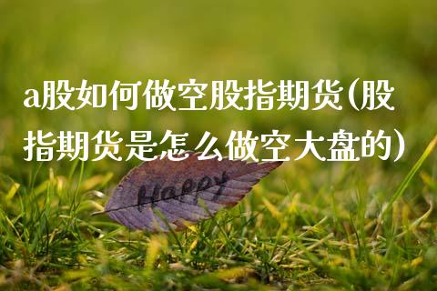 a股如何做空股指期货(股指期货是怎么做空大盘的)_https://www.zztgc.com_期货行情_第1张