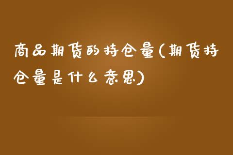 商品期货的持仓量(期货持仓量是什么意思)_https://www.zztgc.com_期货入门_第1张
