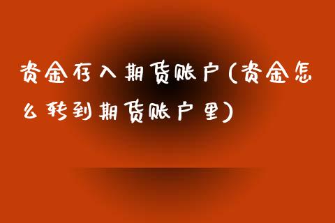 资金存入期货账户(资金怎么转到期货账户里)_https://www.zztgc.com_黄金期货_第1张