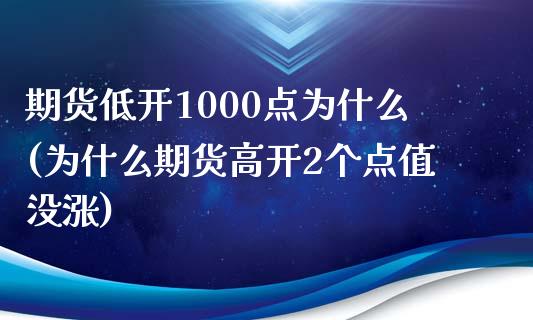 期货低开1000点为什么(为什么期货高开2个点值没涨)_https://www.zztgc.com_期货直播_第1张