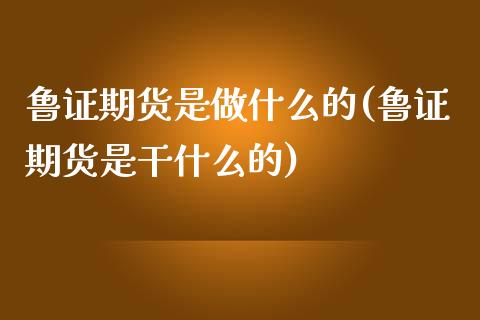 鲁证期货是做什么的(鲁证期货是干什么的)_https://www.zztgc.com_黄金期货_第1张