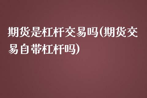 期货是杠杆交易吗(期货交易自带杠杆吗)_https://www.zztgc.com_期货直播_第1张