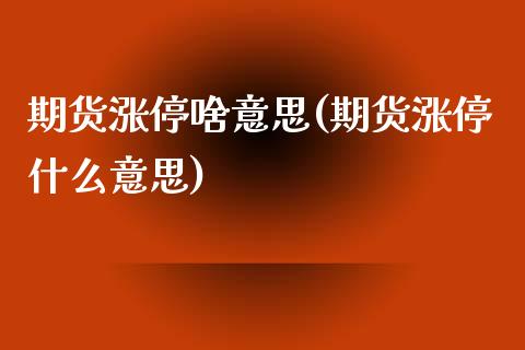 期货涨停啥意思(期货涨停什么意思)_https://www.zztgc.com_期货直播_第1张