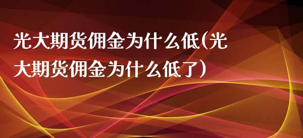 光大期货佣金为什么低(光大期货佣金为什么低了)_https://www.zztgc.com_原油期货_第1张