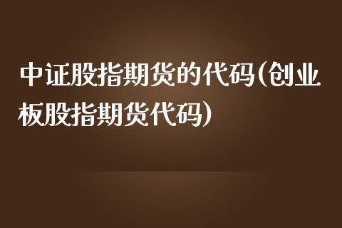 中证股指期货的代码(创业板股指期货代码)_https://www.zztgc.com_期货入门_第1张