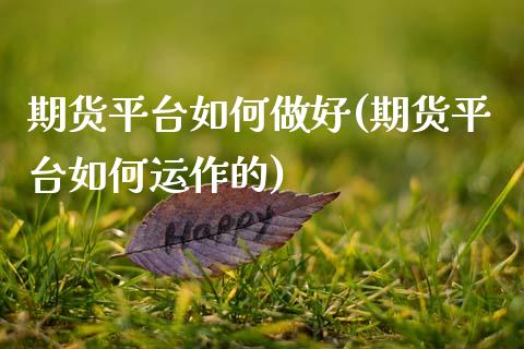 期货平台如何做好(期货平台如何运作的)_https://www.zztgc.com_原油期货_第1张