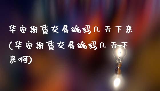 华安期货交易编码几天下来(华安期货交易编码几天下来啊)_https://www.zztgc.com_期货行情_第1张