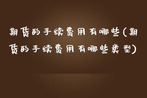 期货的手续费用有哪些(期货的手续费用有哪些类型)_https://www.zztgc.com_期货直播_第1张
