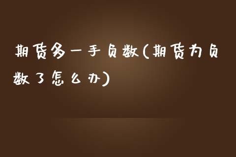期货多一手负数(期货为负数了怎么办)_https://www.zztgc.com_期货直播_第1张