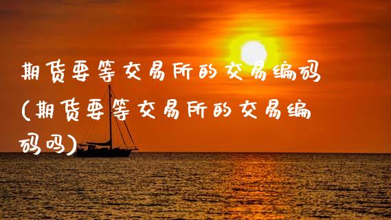 期货要等交易所的交易编码(期货要等交易所的交易编码吗)_https://www.zztgc.com_期货行情_第1张