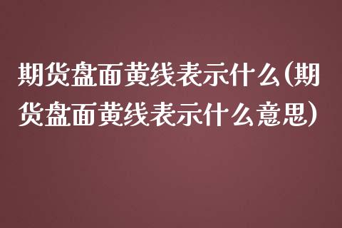 期货盘面黄线表示什么(期货盘面黄线表示什么意思)_https://www.zztgc.com_黄金期货_第1张