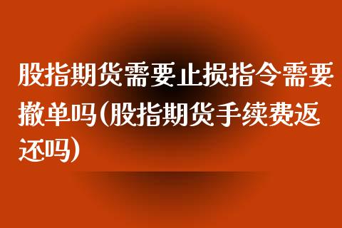 股指期货需要止损指令需要撤单吗(股指期货手续费返还吗)_https://www.zztgc.com_期货行情_第1张