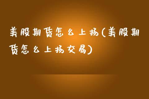 美股期货怎么上扬(美股期货怎么上扬交易)_https://www.zztgc.com_期货直播_第1张
