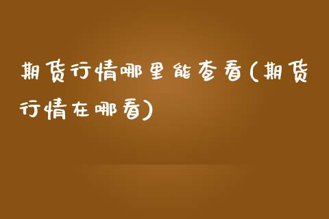 期货行情哪里能查看(期货行情在哪看)_https://www.zztgc.com_期货入门_第1张