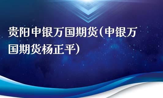 贵阳申银万国期货(申银万国期货杨正平)_https://www.zztgc.com_期货入门_第1张