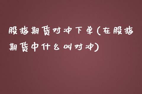 股指期货对冲下单(在股指期货中什么叫对冲)_https://www.zztgc.com_原油期货_第1张