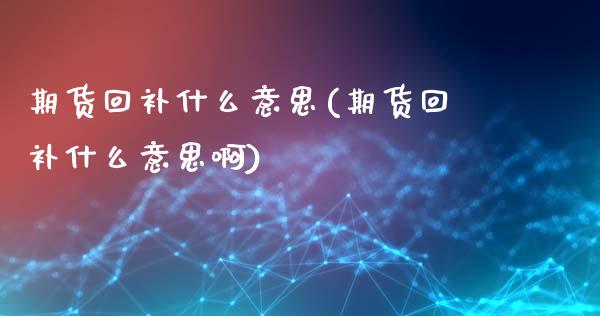 期货回补什么意思(期货回补什么意思啊)_https://www.zztgc.com_黄金期货_第1张