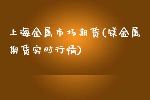 上海金属市场期货(镁金属期货实时行情)_https://www.zztgc.com_期货行情_第1张