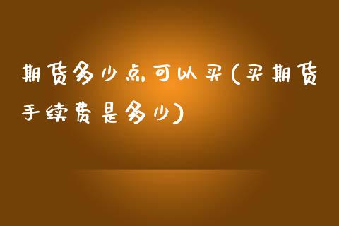 期货多少点可以买(买期货手续费是多少)_https://www.zztgc.com_期货行情_第1张