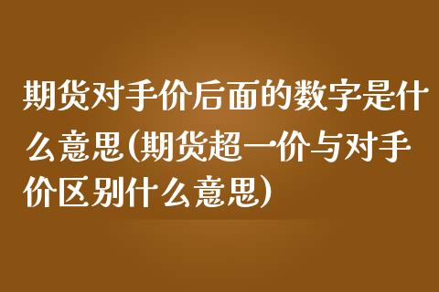 期货对手价后面的数字是什么意思(期货超一价与对手价区别什么意思)_https://www.zztgc.com_期货入门_第1张