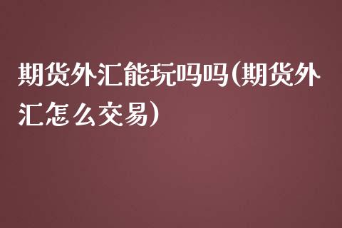 期货外汇能玩吗吗(期货外汇怎么交易)_https://www.zztgc.com_期货行情_第1张
