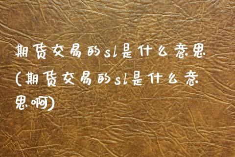 期货交易的sl是什么意思(期货交易的sl是什么意思啊)_https://www.zztgc.com_期货行情_第1张