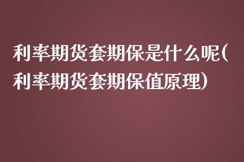 利率期货套期保是什么呢(利率期货套期保值原理)_https://www.zztgc.com_期货直播_第1张