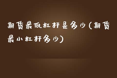 期货最低杠杆是多少(期货最小杠杆多少)_https://www.zztgc.com_期货行情_第1张