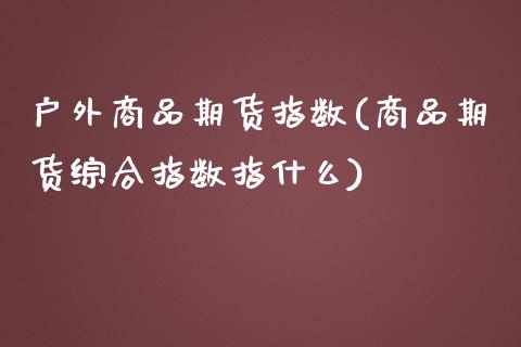 户外商品期货指数(商品期货综合指数指什么)_https://www.zztgc.com_原油期货_第1张