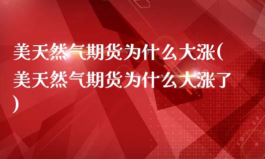 美天然气期货为什么大涨(美天然气期货为什么大涨了)_https://www.zztgc.com_黄金期货_第1张