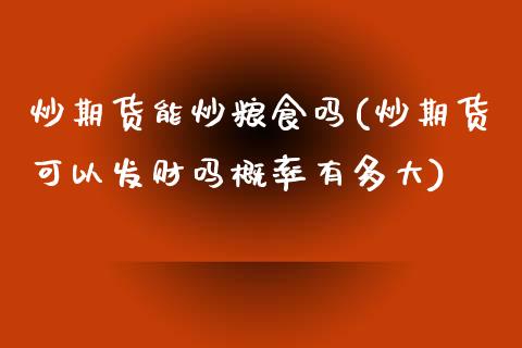 炒期货能炒粮食吗(炒期货可以发财吗概率有多大)_https://www.zztgc.com_期货直播_第1张