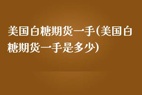 美国白糖期货一手(美国白糖期货一手是多少)_https://www.zztgc.com_期货直播_第1张