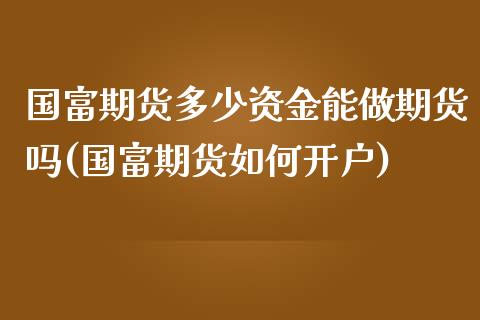 国富期货多少资金能做期货吗(国富期货如何开户)_https://www.zztgc.com_期货入门_第1张