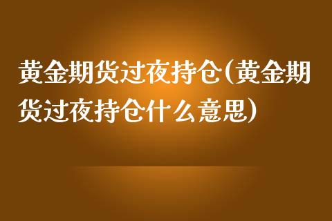 黄金期货过夜持仓(黄金期货过夜持仓什么意思)_https://www.zztgc.com_黄金期货_第1张