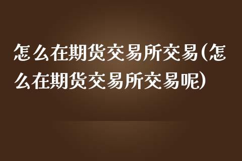 怎么在期货交易所交易(怎么在期货交易所交易呢)_https://www.zztgc.com_期货入门_第1张