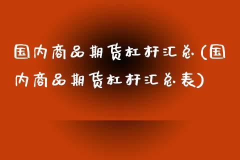 国内商品期货杠杆汇总(国内商品期货杠杆汇总表)_https://www.zztgc.com_期货入门_第1张