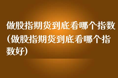 做股指期货到底看哪个指数(做股指期货到底看哪个指数好)_https://www.zztgc.com_原油期货_第1张