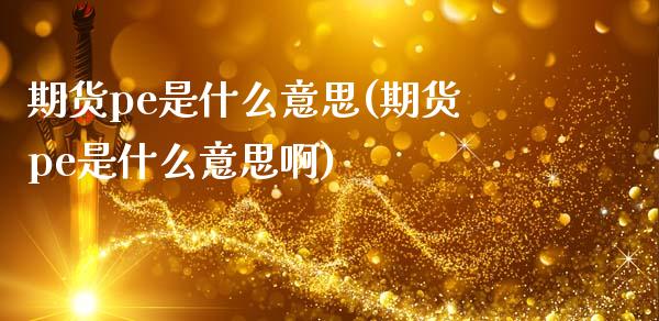 期货pe是什么意思(期货pe是什么意思啊)_https://www.zztgc.com_期货入门_第1张