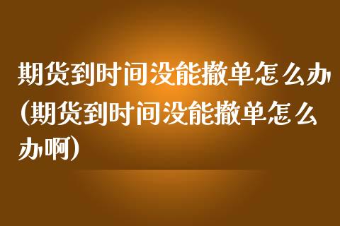 期货到时间没能撤单怎么办(期货到时间没能撤单怎么办啊)_https://www.zztgc.com_原油期货_第1张