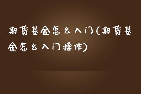 期货基金怎么入门(期货基金怎么入门操作)_https://www.zztgc.com_原油期货_第1张